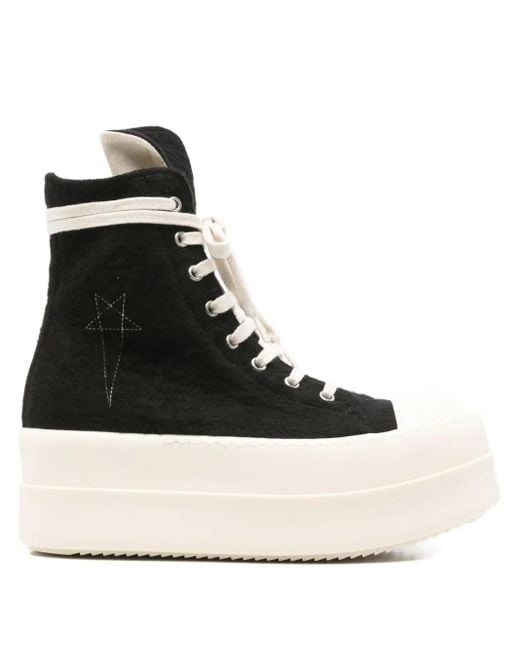 Rick Owens Black Mega Bumper Star-Embroidered Sneakers