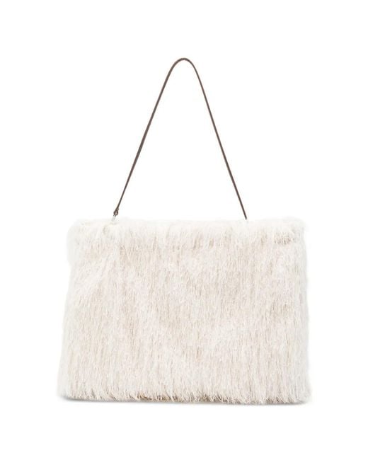 Alysi White Fringed Shoulder Bag