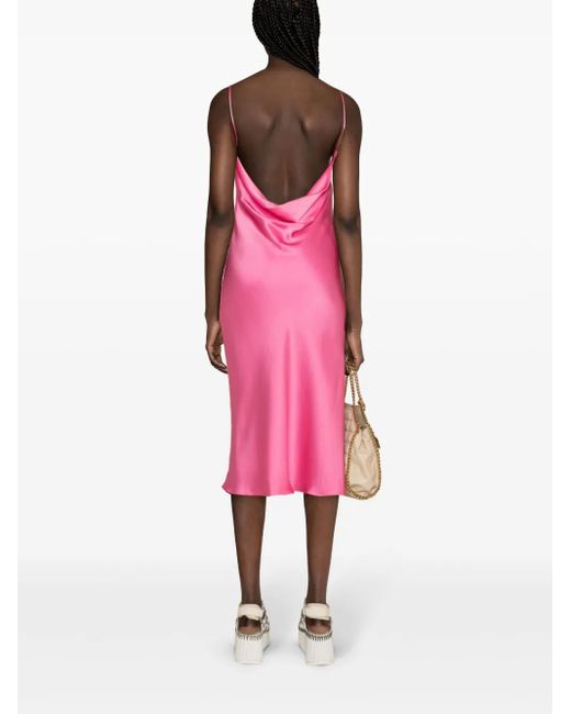 Stella McCartney Pink Cowl-Neck Midi Slip Dress