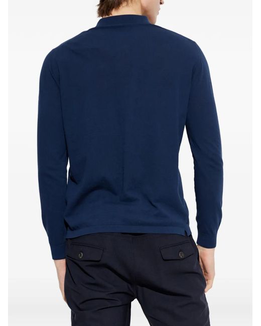 Eleventy Blue Buttoned Long-Sleeved Polo Shirt for men