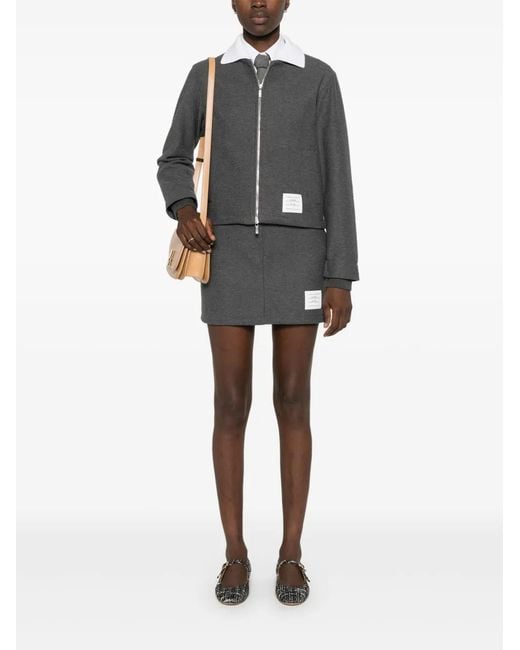 Thom Browne Gray Logo-Patch Mini Skirt