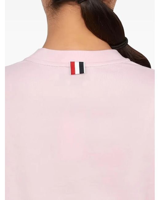 Thom Browne Pink Four-Bar Long-Sleeve Sweater