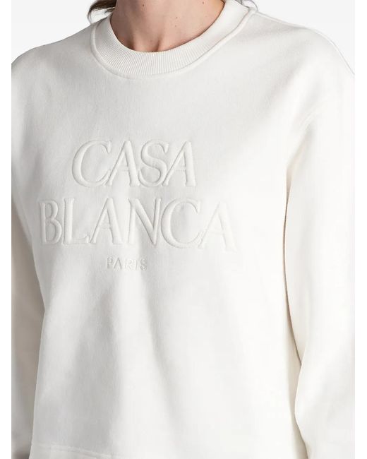 Casablanca White Logo-Embroidered Sweatshirt