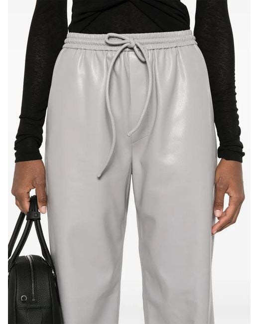Nanushka Gray Faux-Leather Trousers