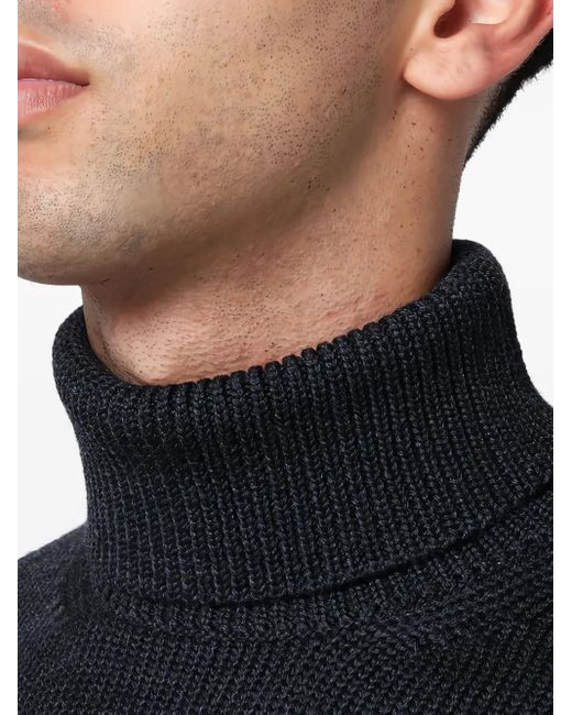 Roberto Collina Blue Turtleneck Ribbed Sweater for men