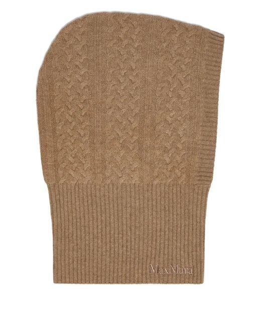 Max Mara Brown Romana Cable-Knit Balaclava