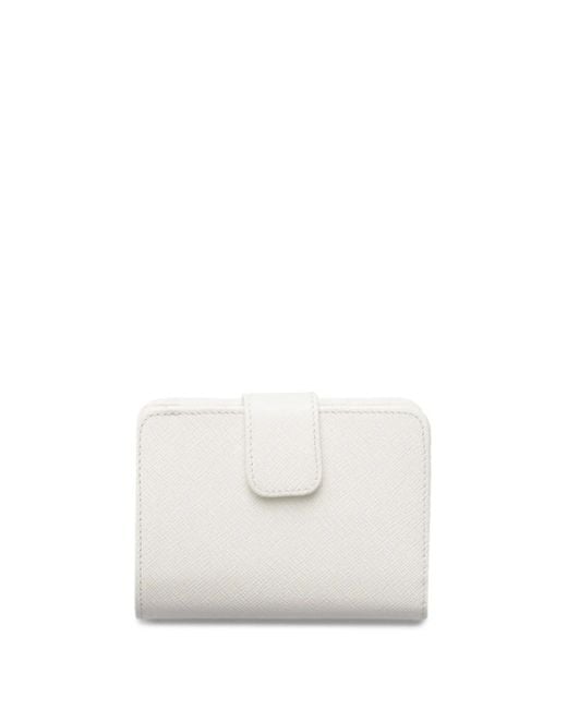 Prada White Small Triangle-Logo Leather Wallet