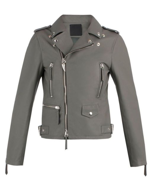 Giuseppe Zanotti Gray Amelia Leather Biker Jacket