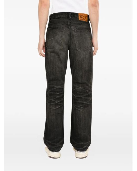 KAMIYA Black Faded Straight-Leg Jeans for men