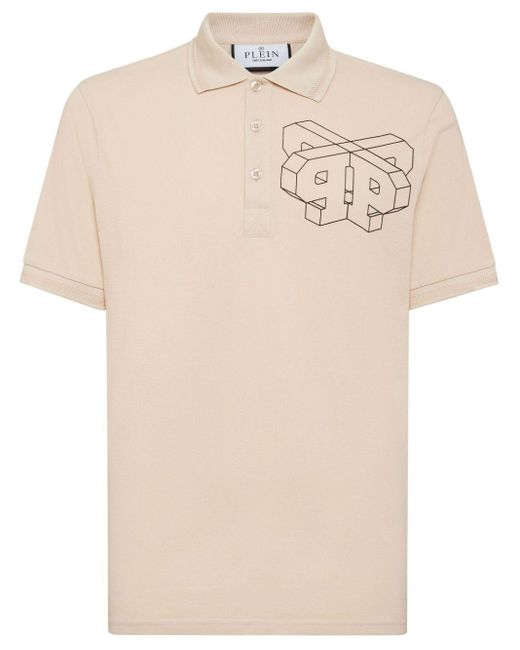 Philipp Plein Natural Logo-print Cotton Polo Shirt for men