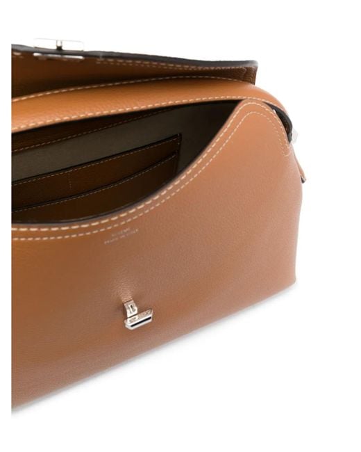 Totême  Brown T-Lock Leather Top Handle Bag