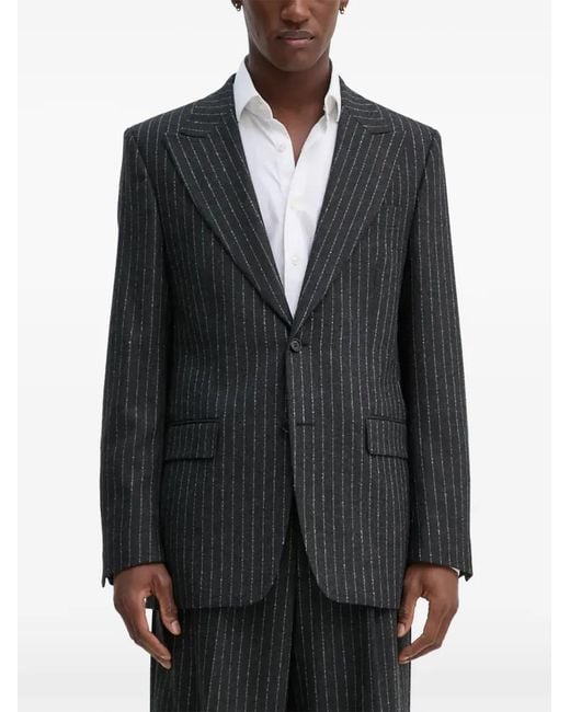 sunflower Black Pinstriped Blazer for men