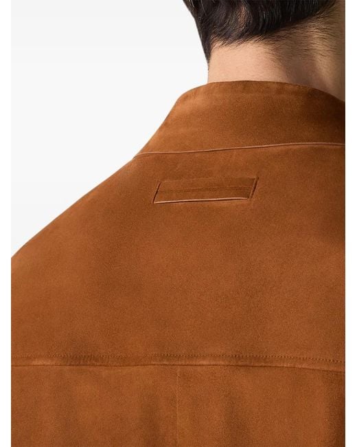 Zegna Brown Point-Collar Shirt Jacket for men