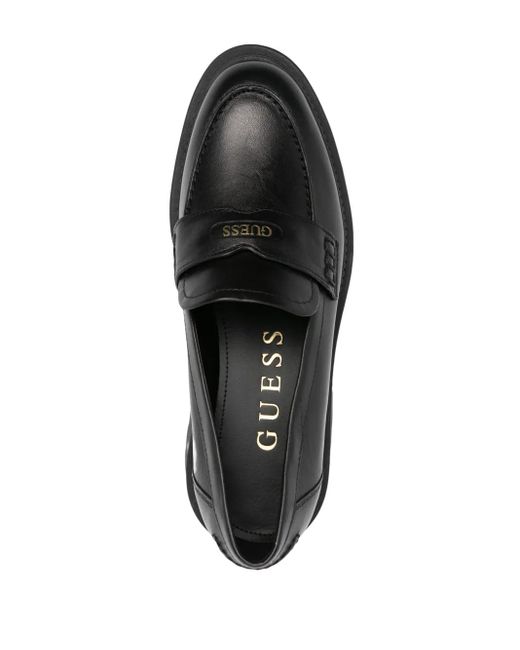 Guess Black Logo-Stamp Loafers
