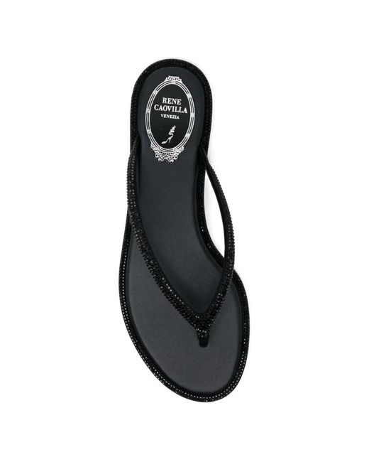 Rene Caovilla Black Crystal-Embellished Sandals