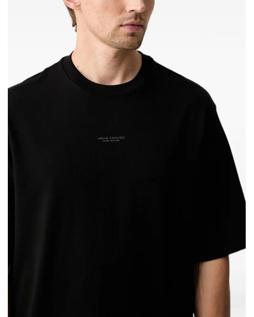 ARMANI EXCHANGE Black Logo-Print T-Shirt for men