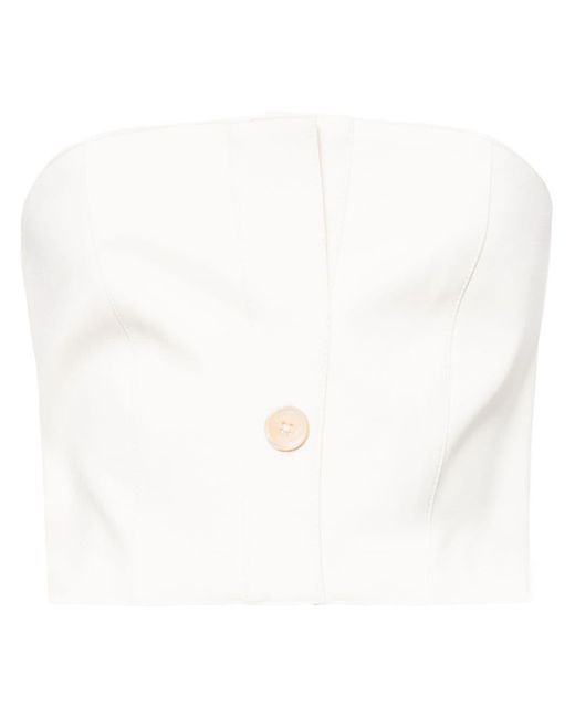 ROKH White Button-embellished Cropped Top
