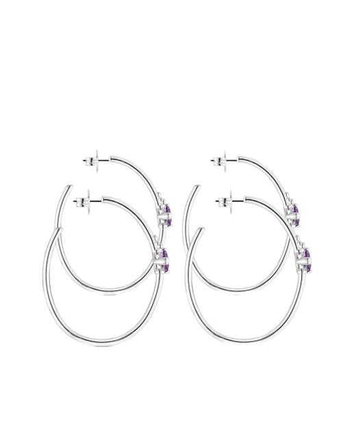 Tous White Amethyst-Embellished Hoop Earrings