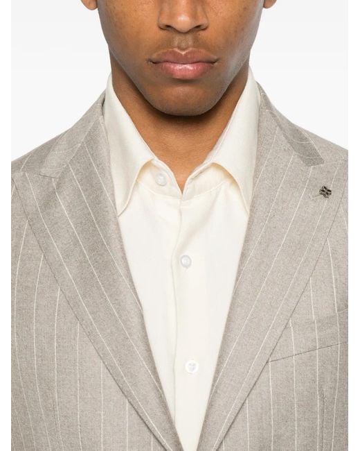 Tagliatore Natural Pinstripe-Pattern Single-Breasted Suit for men
