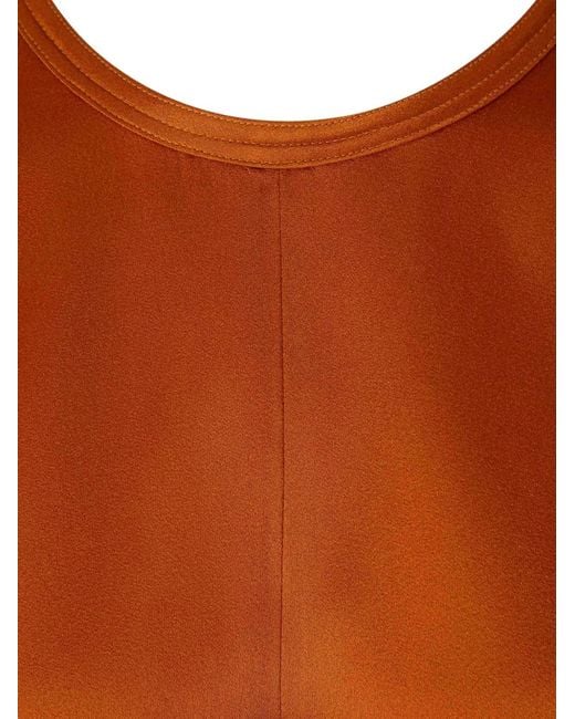 Victoria Beckham Orange V-Neck Short-Sleeve Blouse