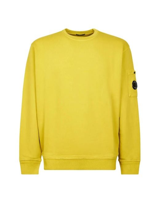 C P Company Yellow Patch-Pocket Crew-Neck Sweatshirt for men
