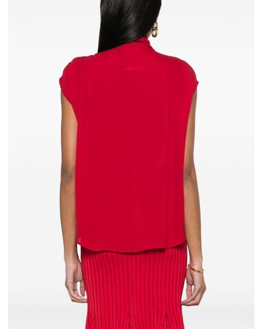 Moschino Red Tied Silk Bouse