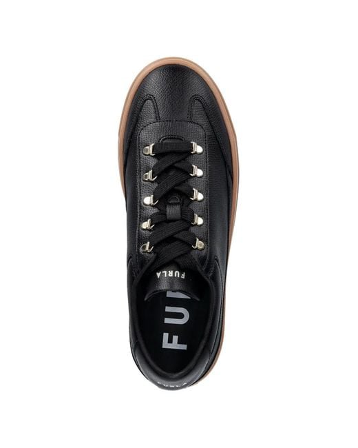 Furla Black Eyelet Lace-Up Sneakers