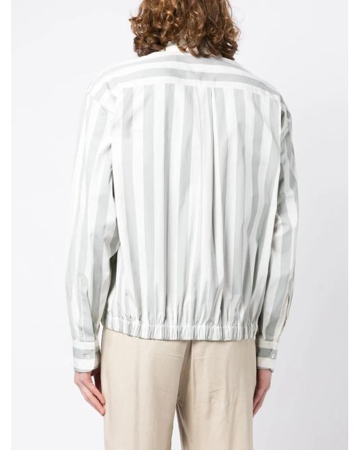 Lardini White Striped Zip-up Jacket for men