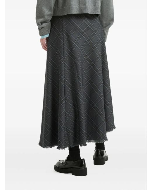 B+ AB Asymmetrische Rok Met Franje Afwerking in het Black