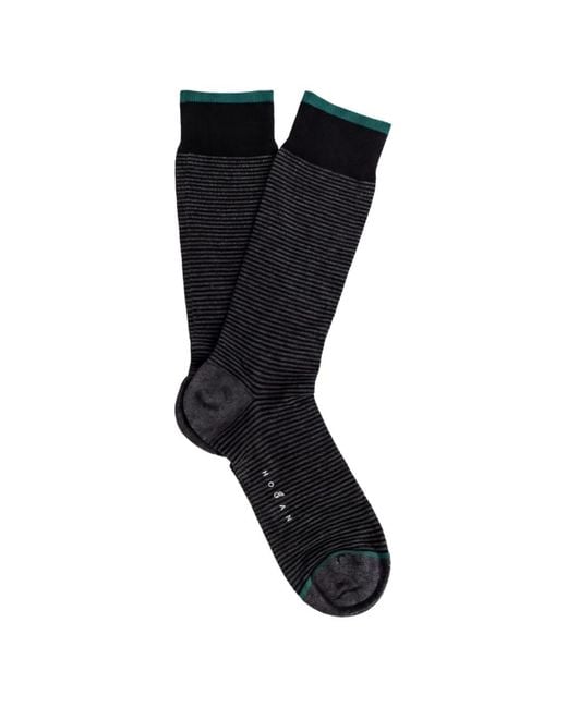 Hogan Black Striped Rib-Trimmed Socks for men