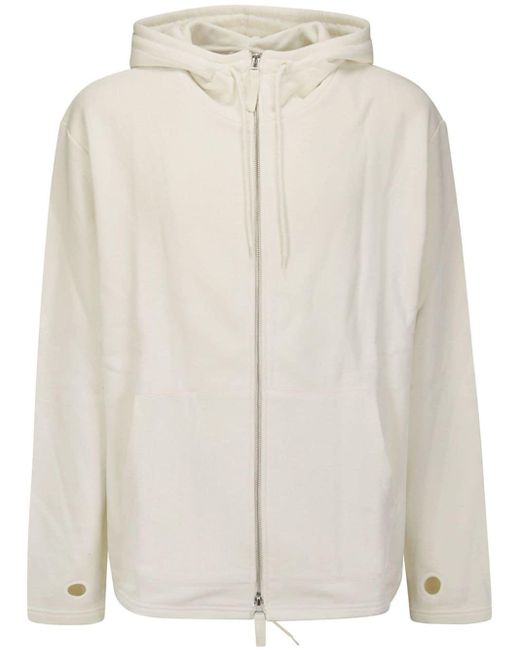 Helmut Lang White Zip-up Cotton Hoodie for men