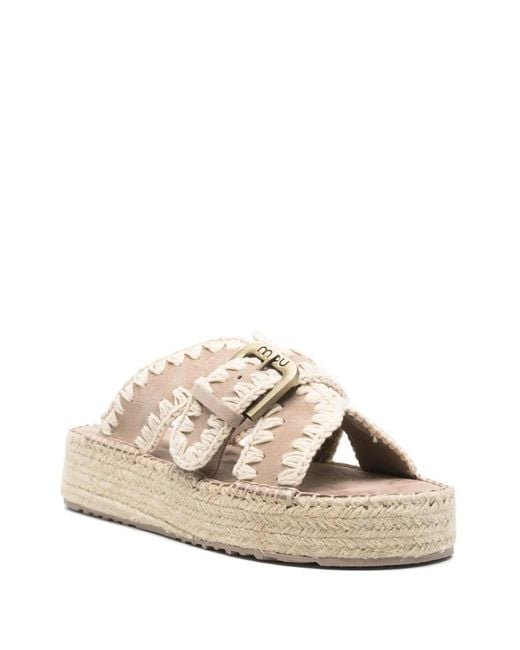 Mou White Jute Leather Heeled Sandals