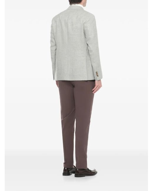 Latorre Gray Herringbone-Pattern Notch-Lapel Jacket for men