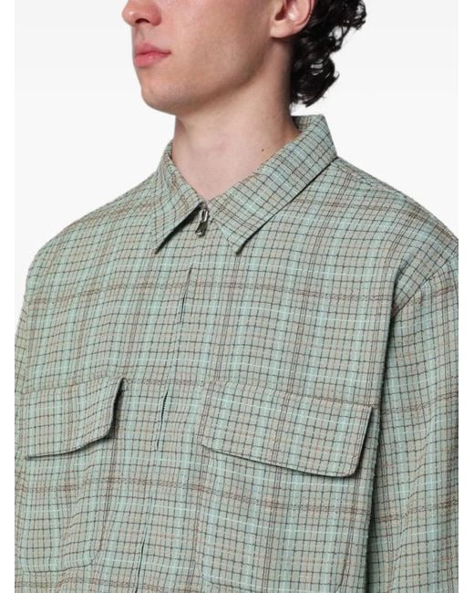 Needles Gray Check-Pattern Zip-Up Jacket for men