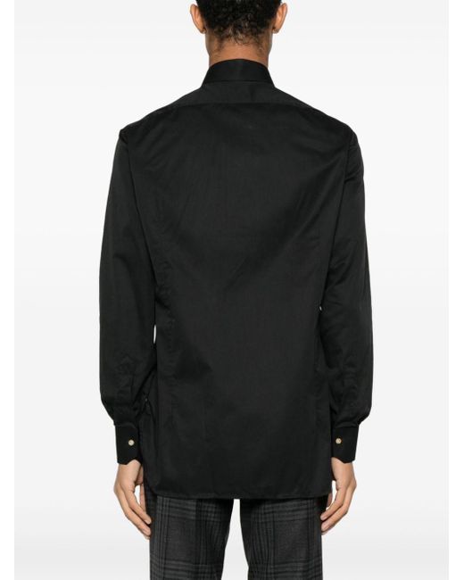 Kiton Black Long-sleeve Cotton Shirt for men