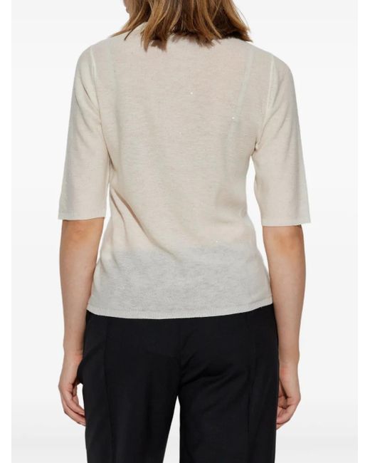 Fabiana Filippi White T-Shirt Mit Pailletten