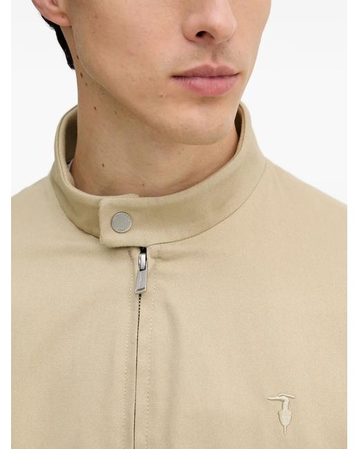 Trussardi Natural Logo-Embroidered High-Neck Jacket for men