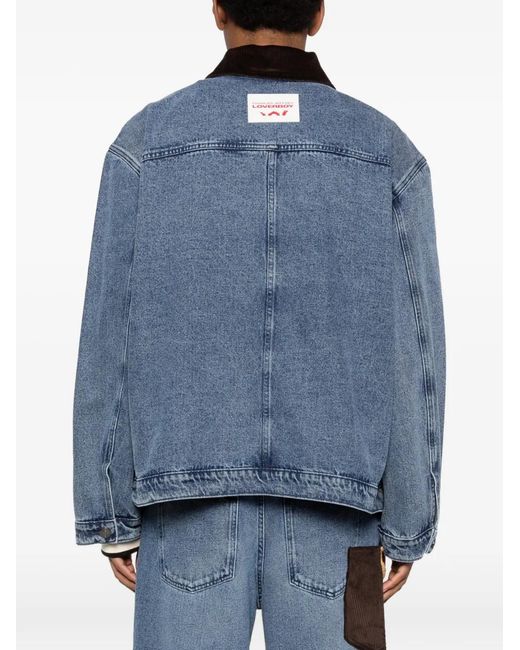 Charles Jeffrey Blue Denim Jacket With Corduroy Collar for men