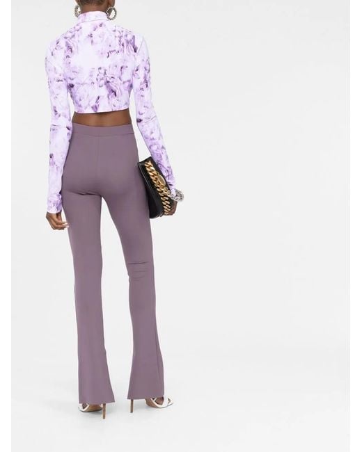 Off-White c/o Virgil Abloh Purple Logo-Debossed Split-Seam Leggings