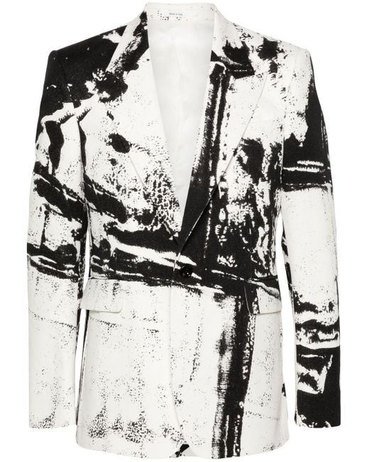 Blazer con estampado abstracto Alexander McQueen de hombre de color Black