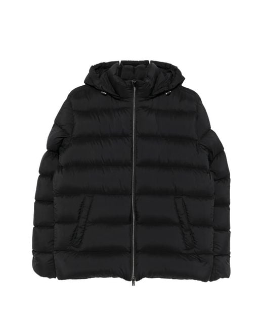 Herno Black Quilted Hooded Jacket for men