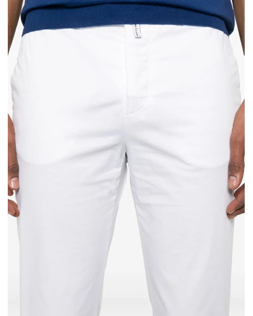 Kiton White Logo-Patch Chinos for men