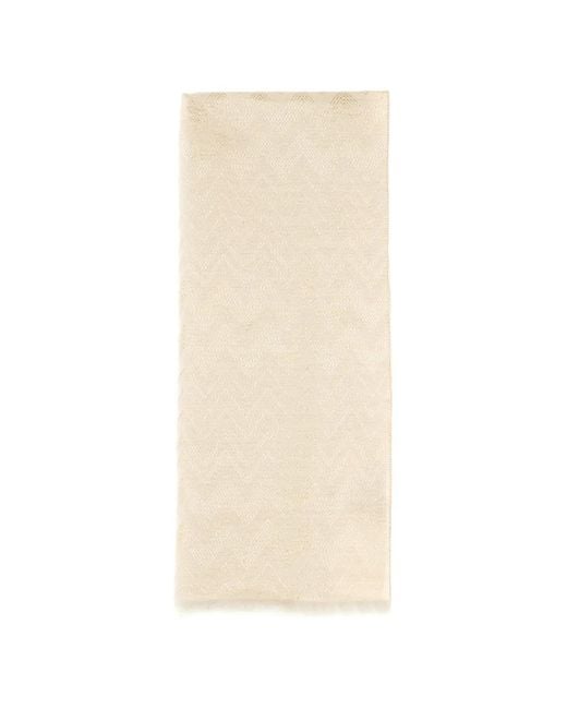 Missoni White Schal Mit Zickzackmuster