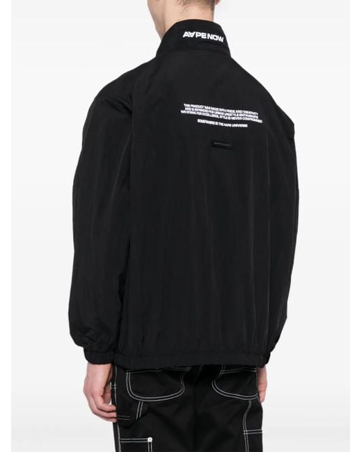 Aape By A Bathing Ape Black Logo-Appliqué Zip-Up Jacket for men