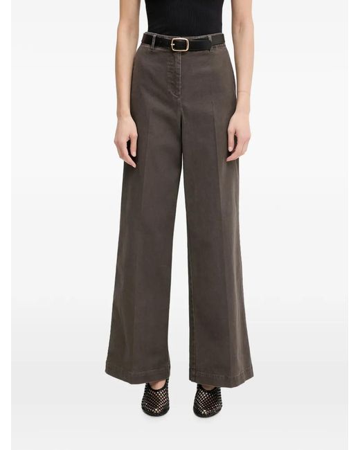 Marc O' Polo Black Margo Wide-Leg Pressed-Crease Trousers
