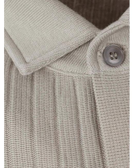 Lardini Gray Buttoned Ribbed Shirt for men