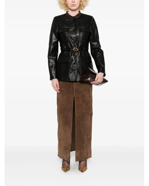 Nour Hammour Black Leather Blazer