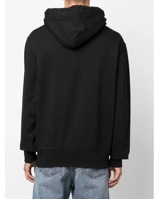 Versace Jeans Couture Black Logo-Print Cotton Hoodie for men