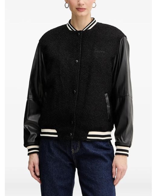 Guess Black Contrasted-Sleeve Bomber Jacket