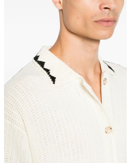 Commas White Triangle-Embroidered Shirt for men